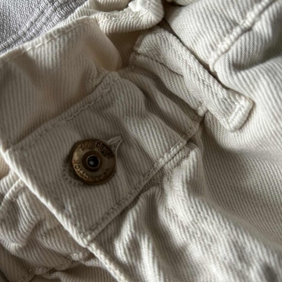 Zara Ivory Ecru Barrel Leg Paperbag Waist High Rise Sculptural Denim Jeans US 4 - Picture 9 of 12